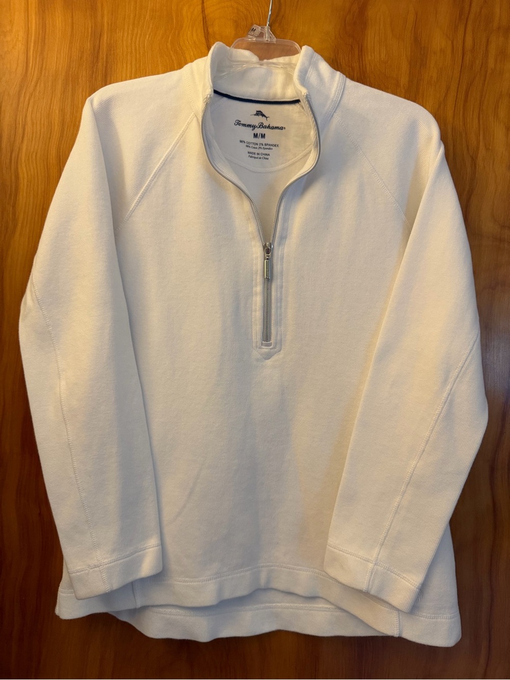 Tommy Bahama Like New White Quarter-Zip Pullover Sweatshirt